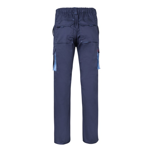 azul marino VL HYPNOS. Pantalón de sarga multibolsillos bicolor (200g/m²), en algodón (35%) y poliéster (65%)
