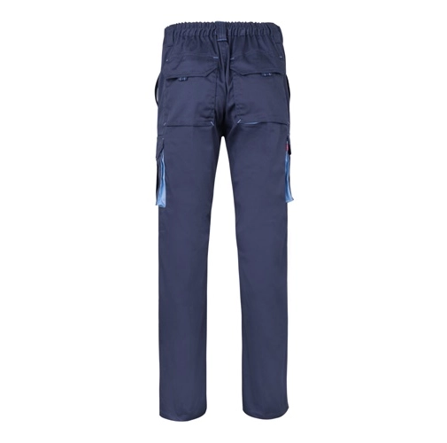 azul marino VL HYPNOS. Pantalón de sarga multibolsillos bicolor (200g/m²), en algodón (35%) y poliéster (65%)