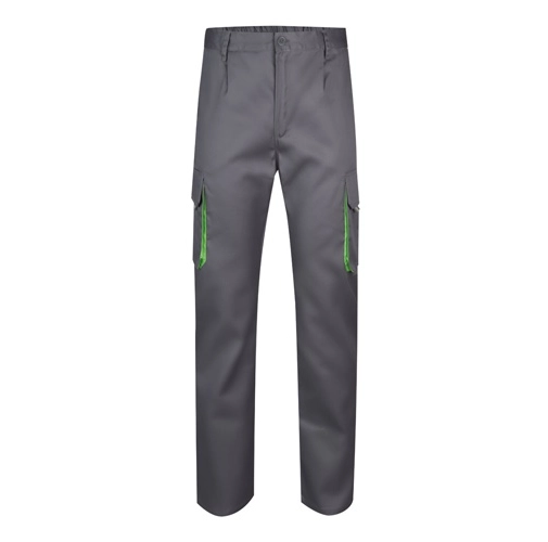 gray VL HYPNOS. Pantalón de sarga multibolsillos bicolor (200g/m²), en algodón (35%) y poliéster (65%)