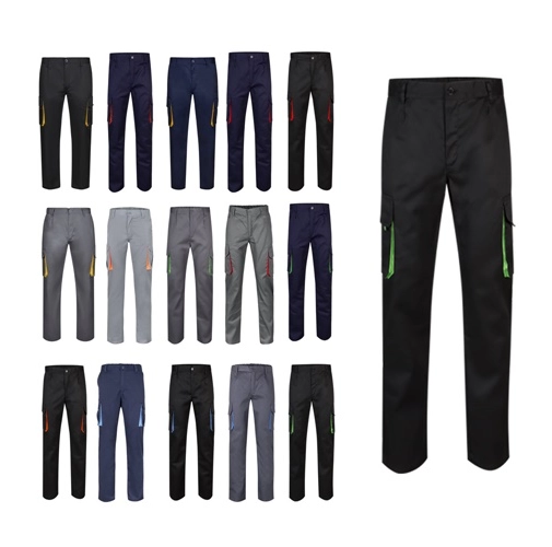 VL HYPNOS. Pantalón de sarga multibolsillos bicolor (200g/m²), en algodón (35%) y poliéster (65%)