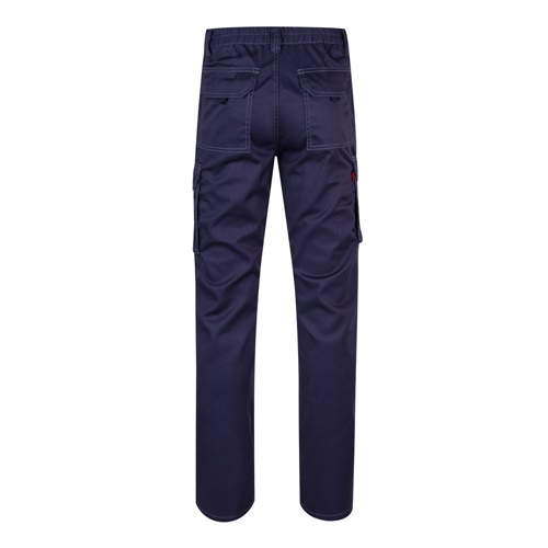 blue VL PAN. Pantalón elástico multibolsillos (290g/m²), en algodón (46%), EME (38%) y poliéster (16%)