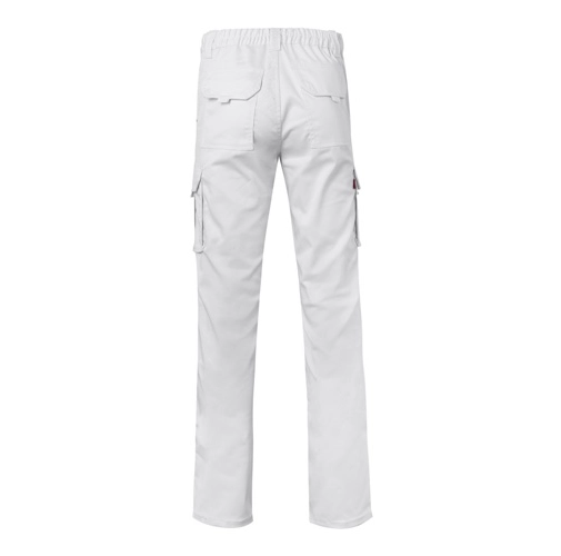 white VL PAN. Pantalón elástico multibolsillos (290g/m²), en algodón (46%), EME (38%) y poliéster (16%)