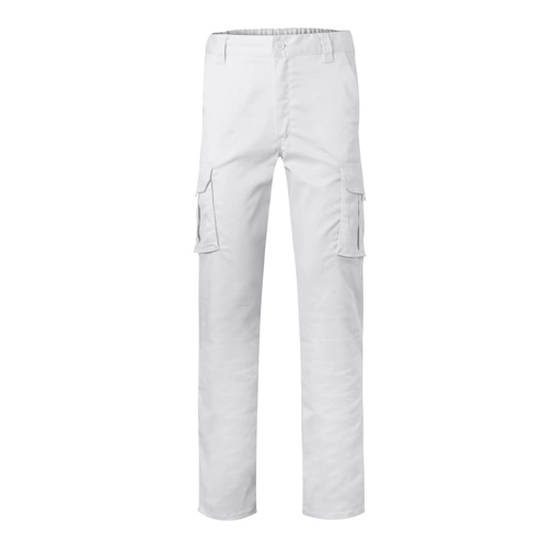 white VL PAN. Pantalón elástico multibolsillos (290g/m²), en algodón (46%), EME (38%) y poliéster (16%)