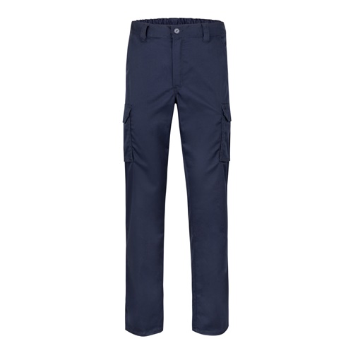 azul marino VL PAN. Pantalón elástico multibolsillos (290g/m²), en algodón (46%), EME (38%) y poliéster (16%)