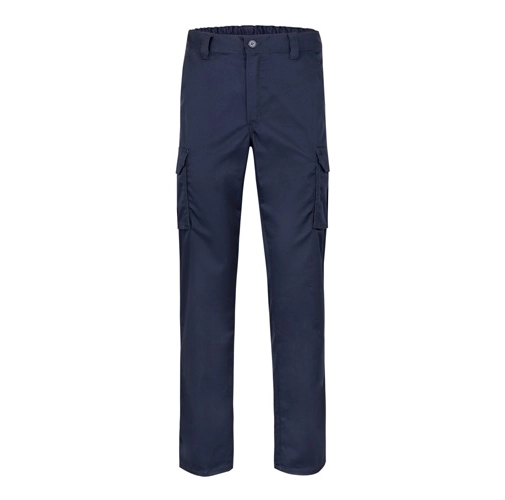 azul marino VL PAN. Pantalón elástico multibolsillos (290g/m²), en algodón (46%), EME (38%) y poliéster (16%)