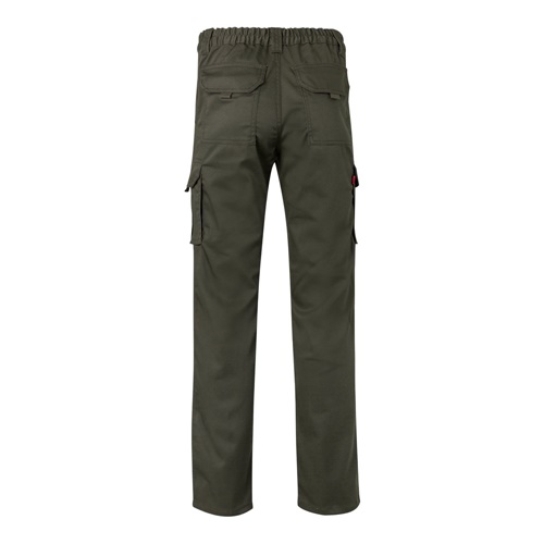 verde militar VL PAN. Pantalón elástico multibolsillos (290g/m²), en algodón (46%), EME (38%) y poliéster (16%)