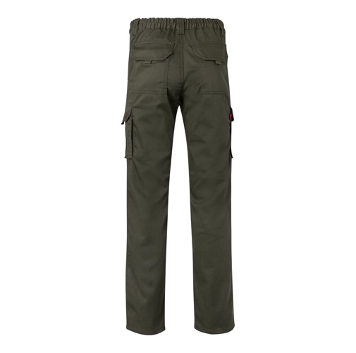 verde militar VL PAN. Pantalón elástico multibolsillos (290g/m²), en algodón (46%), EME (38%) y poliéster (16%)