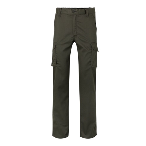 verde militar VL PAN. Pantalón elástico multibolsillos (290g/m²), en algodón (46%), EME (38%) y poliéster (16%)