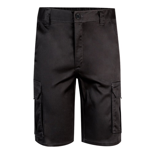 black VL HEBE. Bermudas elásticas multibolsillos (240g/m²), en algodón (46%), EME (38%) y poliéster (16%)