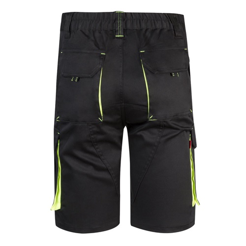 black VL HEMERA. Bermudas elásticas bicolor y multibolsillos (240 g/m²), en algodón (46%), EME (38%) y poliéster (16%)