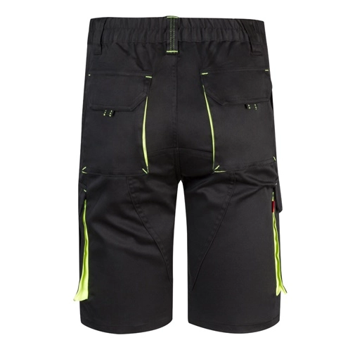 black VL HEMERA. Bermudas elásticas bicolor y multibolsillos (240 g/m²), en algodón (46%), EME (38%) y poliéster (16%)