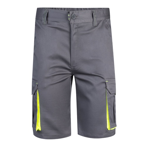 gray VL HEMERA. Bermudas elásticas bicolor y multibolsillos (240 g/m²), en algodón (46%), EME (38%) y poliéster (16%)