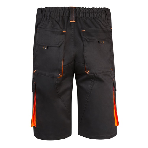 black VL HEMERA. Bermudas elásticas bicolor y multibolsillos (240 g/m²), en algodón (46%), EME (38%) y poliéster (16%)