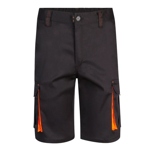 black VL HEMERA. Bermudas elásticas bicolor y multibolsillos (240 g/m²), en algodón (46%), EME (38%) y poliéster (16%)