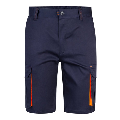 azul marino VL HEMERA. Bermudas elásticas bicolor y multibolsillos (240 g/m²), en algodón (46%), EME (38%) y poliéster (16%)
