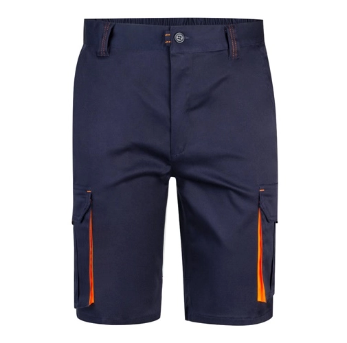 azul marino VL HEMERA. Bermudas elásticas bicolor y multibolsillos (240 g/m²), en algodón (46%), EME (38%) y poliéster (16%)