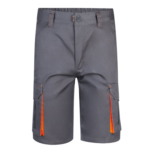 gray VL HEMERA. Bermudas elásticas bicolor y multibolsillos (240 g/m²), en algodón (46%), EME (38%) y poliéster (16%)