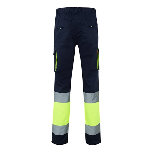 azul marino VL ZEUS LARGE. Pantalón elástico multibolsillos bicolor (240 g/m²), en algodón (46 %), EME (38 %) y poliéster (16 %)