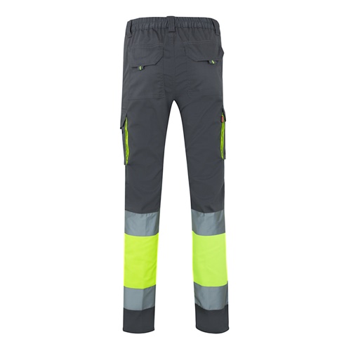 gray VL ZEUS LARGE. Pantalón elástico multibolsillos bicolor (240 g/m²), en algodón (46 %), EME (38 %) y poliéster (16 %)