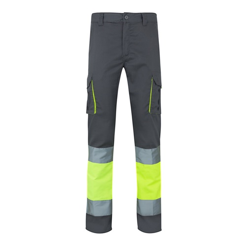 gray VL ZEUS LARGE. Pantalón elástico multibolsillos bicolor (240 g/m²), en algodón (46 %), EME (38 %) y poliéster (16 %)