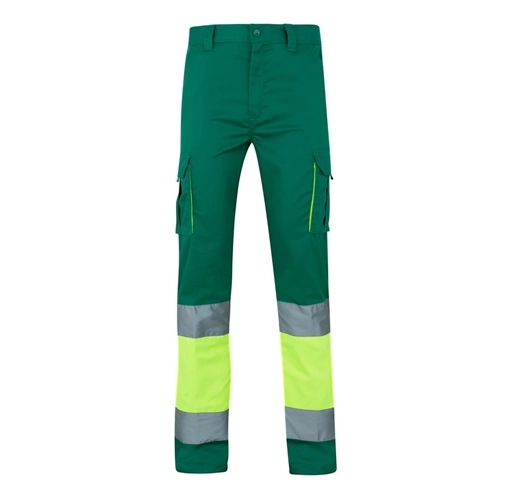 green VL ZEUS LARGE. Pantalón elástico multibolsillos bicolor (240 g/m²), en algodón (46 %), EME (38 %) y poliéster (16 %)