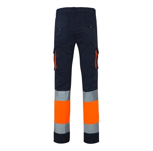 azul marino VL ZEUS LARGE. Pantalón elástico multibolsillos bicolor (240 g/m²), en algodón (46 %), EME (38 %) y poliéster (16 %)