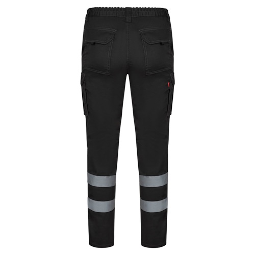 black VL DIONYSUS. Pantalón multibolsillos bicolor (210 g/m²), en algodón (20%) y poliéster (80%)
