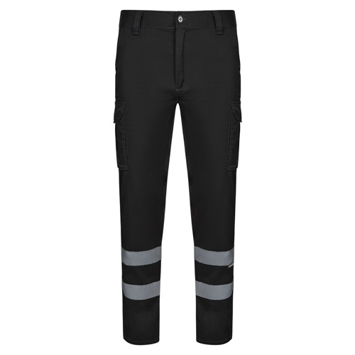 black VL DIONYSUS. Pantalón multibolsillos bicolor (210 g/m²), en algodón (20%) y poliéster (80%)