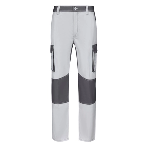 white VL NJORD. Pantalón de sarga multibolsillos bicolor (240 g/m²), en algodón (35%) y poliéster (65%)