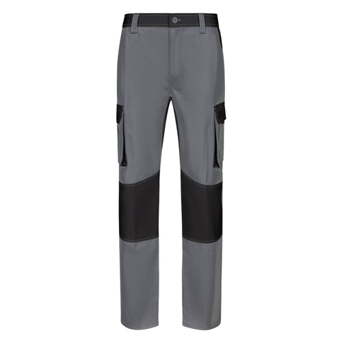 gray VL NJORD. Pantalón de sarga multibolsillos bicolor (240 g/m²), en algodón (35%) y poliéster (65%)
