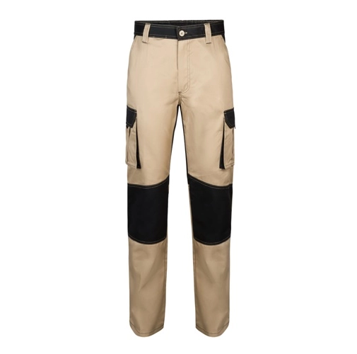 beige VL NJORD. Pantalón de sarga multibolsillos bicolor (240 g/m²), en algodón (35%) y poliéster (65%)