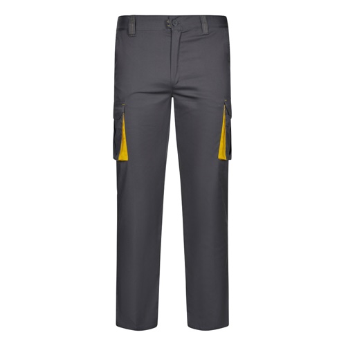 gray VL FIDES. Pantalón elástico bicolor multibolsillos (240g/m²), en algodón (46%), EME (38%) y poliéster (16%)