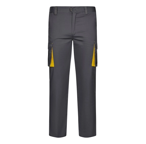 gray VL FIDES. Pantalón elástico bicolor multibolsillos (240g/m²), en algodón (46%), EME (38%) y poliéster (16%)