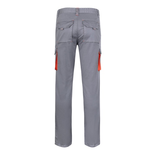 gray VL FIDES. Pantalón elástico bicolor multibolsillos (240g/m²), en algodón (46%), EME (38%) y poliéster (16%)