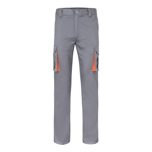 gray VL FIDES. Pantalón elástico bicolor multibolsillos (240g/m²), en algodón (46%), EME (38%) y poliéster (16%)