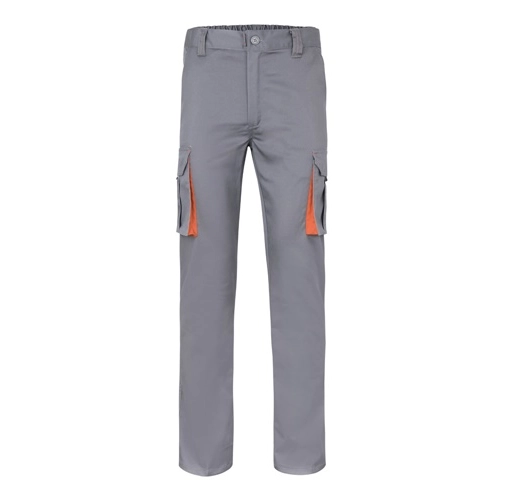 gray VL FIDES. Pantalón elástico bicolor multibolsillos (240g/m²), en algodón (46%), EME (38%) y poliéster (16%)