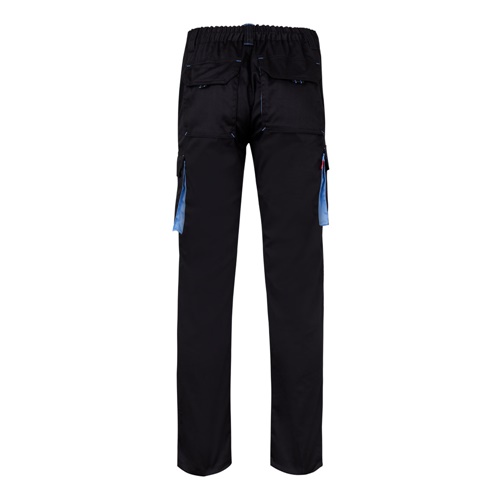 black VL FIDES. Pantalón elástico bicolor multibolsillos (240g/m²), en algodón (46%), EME (38%) y poliéster (16%)