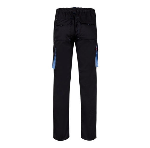 black VL FIDES. Pantalón elástico bicolor multibolsillos (240g/m²), en algodón (46%), EME (38%) y poliéster (16%)