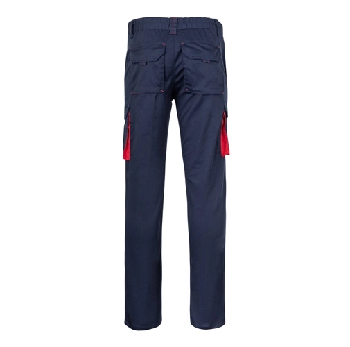 azul marino VL FIDES. Pantalón elástico bicolor multibolsillos (240g/m²), en algodón (46%), EME (38%) y poliéster (16%)
