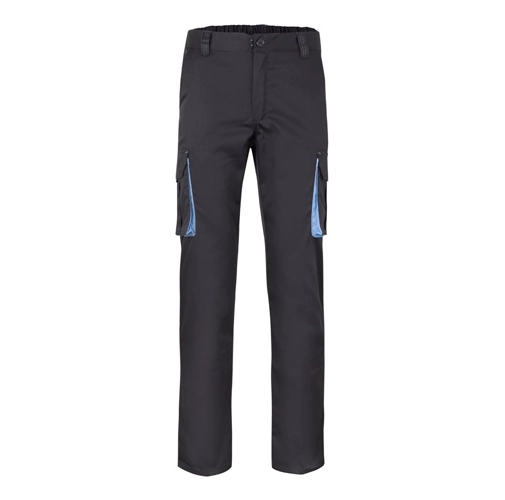 gray VL FIDES. Pantalón elástico bicolor multibolsillos (240g/m²), en algodón (46%), EME (38%) y poliéster (16%)