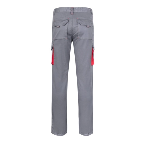 gray VL FIDES. Pantalón elástico bicolor multibolsillos (240g/m²), en algodón (46%), EME (38%) y poliéster (16%)