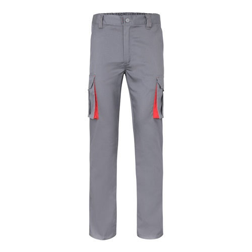 gray VL FIDES. Pantalón elástico bicolor multibolsillos (240g/m²), en algodón (46%), EME (38%) y poliéster (16%)