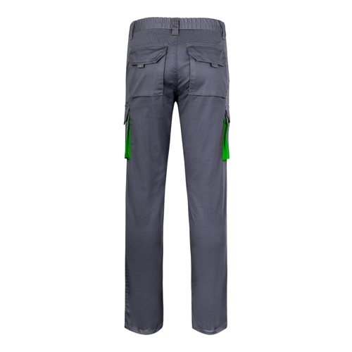 gray VL FIDES. Pantalón elástico bicolor multibolsillos (240g/m²), en algodón (46%), EME (38%) y poliéster (16%)