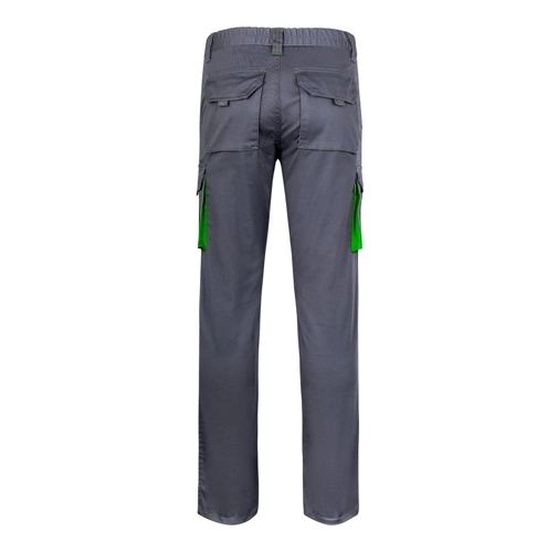 gray VL FIDES. Pantalón elástico bicolor multibolsillos (240g/m²), en algodón (46%), EME (38%) y poliéster (16%)