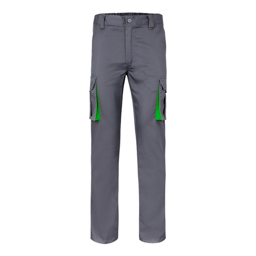gray VL FIDES. Pantalón elástico bicolor multibolsillos (240g/m²), en algodón (46%), EME (38%) y poliéster (16%)