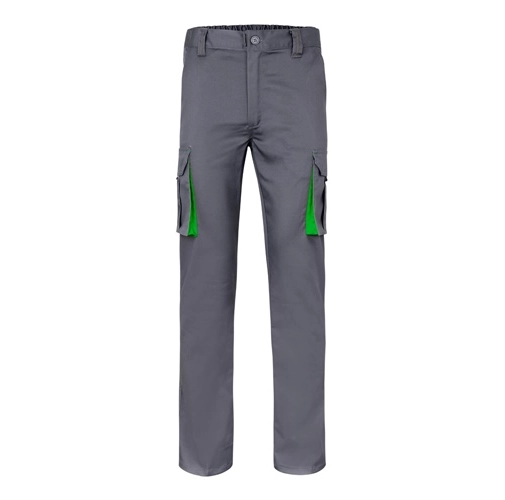 gray VL FIDES. Pantalón elástico bicolor multibolsillos (240g/m²), en algodón (46%), EME (38%) y poliéster (16%)