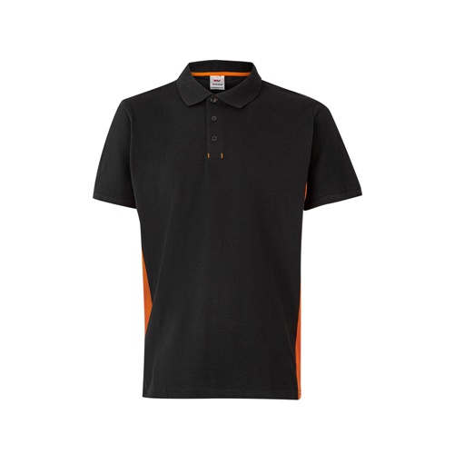 black VL SUPAY. Polo piqué bicolor (180g/m²), manga corta, en algodón (60%) y poliéster (40%)