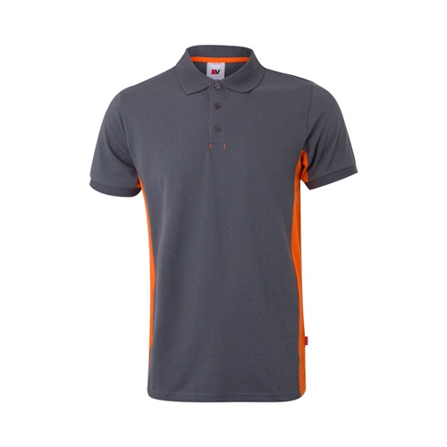 gray VL SUPAY. Polo piqué bicolor (180g/m²), manga corta, en algodón (60%) y poliéster (40%)