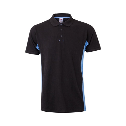 black VL SUPAY. Polo piqué bicolor (180g/m²), manga corta, en algodón (60%) y poliéster (40%)