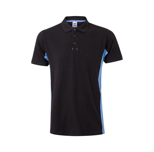 black VL SUPAY. Polo piqué bicolor (180g/m²), manga corta, en algodón (60%) y poliéster (40%)